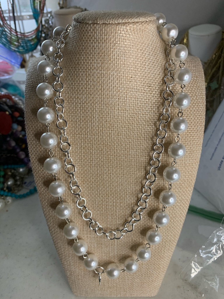 Plunder White Faux Pearl Layered Necklace With Silver Chain- Set Of 3 25$